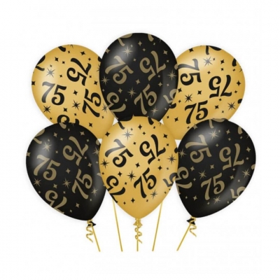 Ballonnen 75 jaar goud - zwart