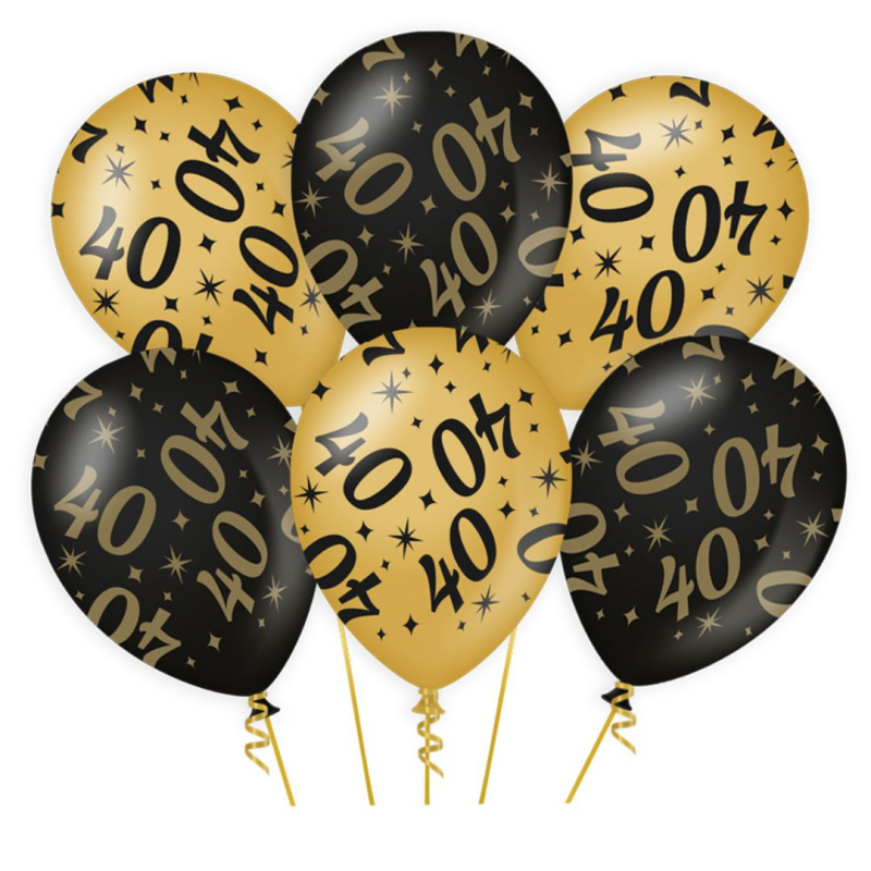 Ballonnen 40 jaar goud - zwart